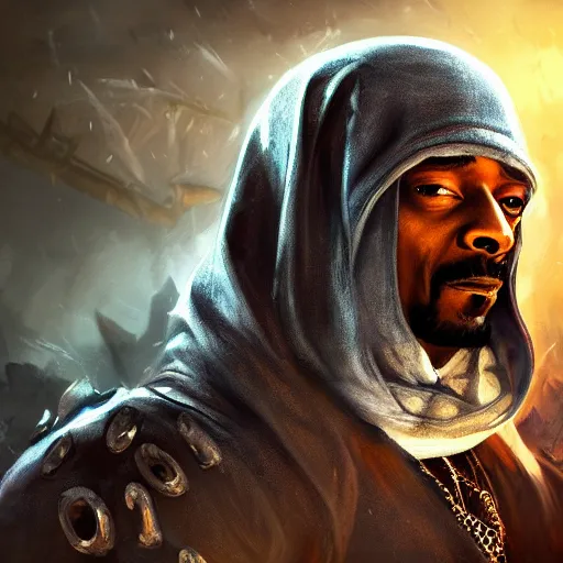 Image similar to portrait of snoop dogg as the grim reaper, league of legends amazing splashscreen artwork, gears of war, splash art, natural light, elegant, photorealistic facial features, intricate, fantasy, detailed face, atmospheric lighting, anamorphic lens flare, cinematic lighting, league of legends splash art, hd wallpaper, ultra high details by greg rutkowski