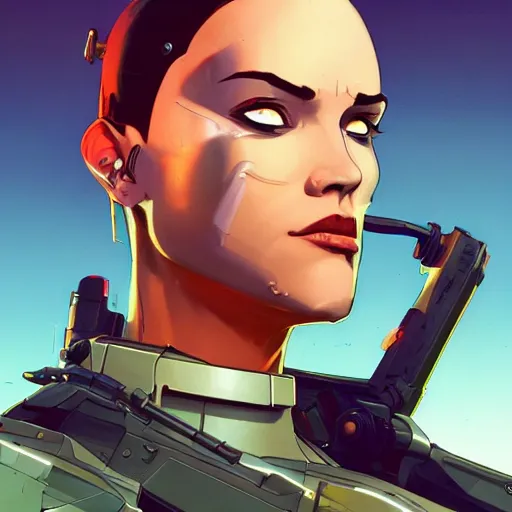 Prompt: cyborg portrait stylize, art gta 5 cover, official fanart behance hd artstation by jesper ejsing, by rhads, makoto shinkai and lois van baarle, ilya kuvshinov, ossdraws, borderlands and by feng zhu and loish and laurie greasley, victo ngai, andreas rocha, john harris