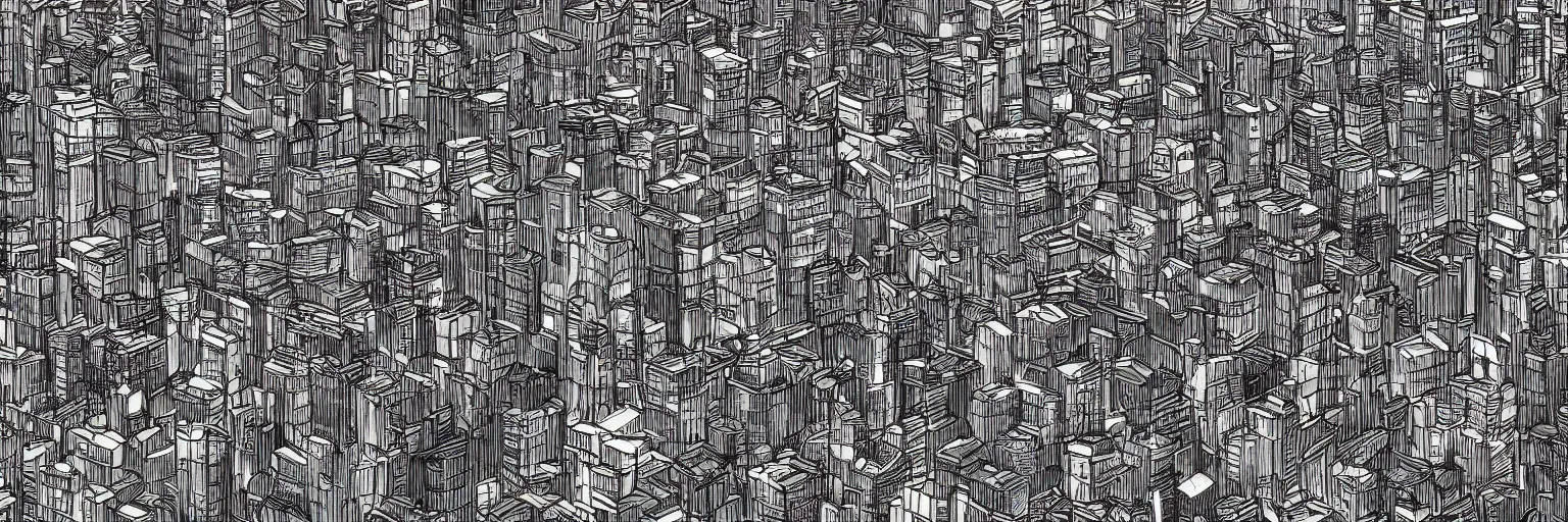 Prompt: high detail digital art of a huge bustling city