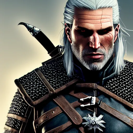 Prompt: Geralt of Rivia as GigaChad, 4k digital art, award-winning, masterpiece, cgsociety, artstation, hyperdetailed-n 9