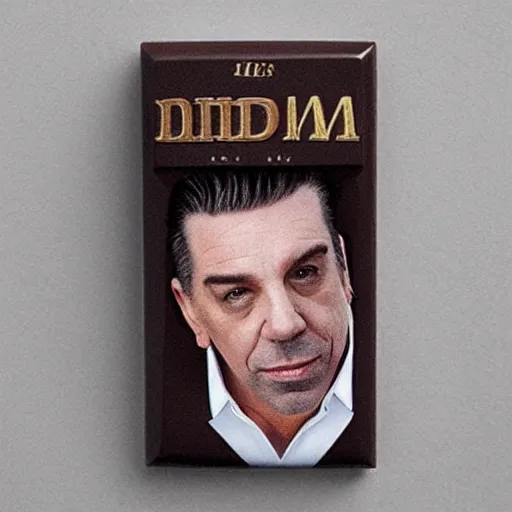 Prompt: chocolate bar in shape of till lindemann