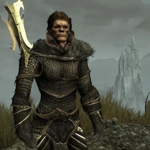 Image similar to willem dafoe in skyrim conjures