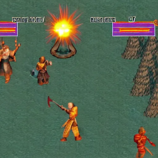 Prompt: Screenshot from game of the year 1998 - Playstation 2 RPG