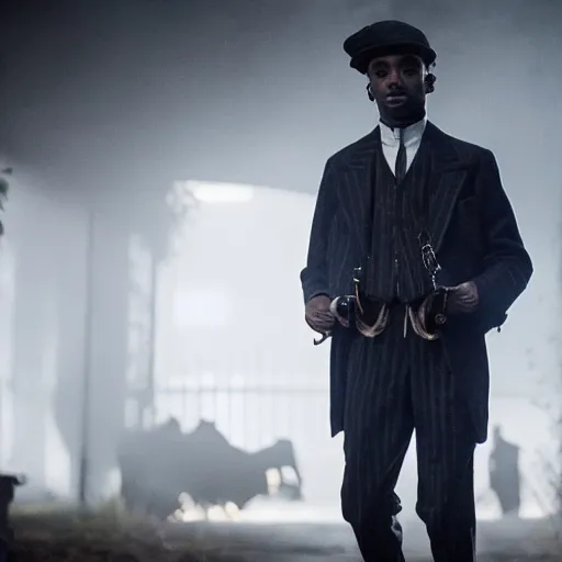 Image similar to playboi carti in peaky blinders 4 k the detailed super realistic