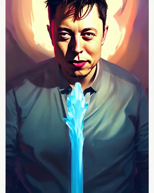 Prompt: Smoke and water portrait of Elon Musk, cracked obsidian geometric stylized acrylic art, fantasy art by Greg Rutkowski, Loish, Rhads, Makoto Shinkai and Lois van baarle, ilya kuvshinov, rossdraws