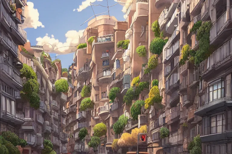 Prompt: madrid, spain. 4 k digital paint by studio ghibli hayao miyazaki. very sharp and detailed. trending on artstation and behance.