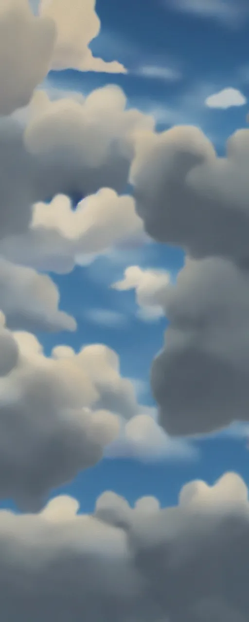 Prompt: cloudy sky by pixar, peaceful, serene