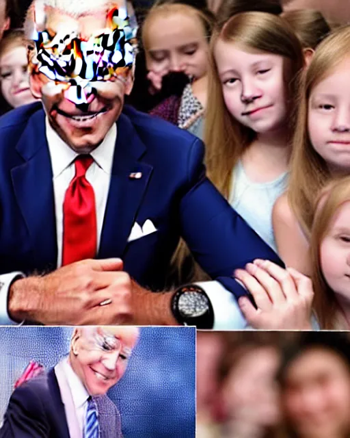 Image similar to joe biden sniffing young girls and smuggling fake votes