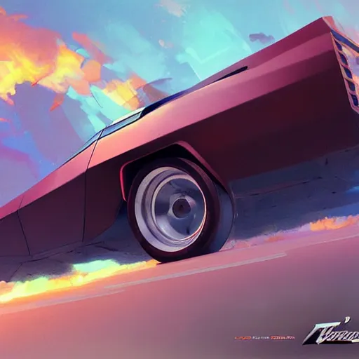 Prompt: 1 9 7 0 s classic torana gtx concept car from cyberpunk 2 0 7 7. art by jesper ejsing, feng zhu, makoto shinkai, lois van baarle, ilya kuvshinov, rossdraws. clouds by rhads. global light 3 d rtx hdr