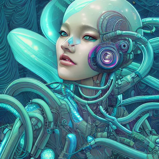 Prompt: ethereal cybernetic alien princess in the mountains, extremely detailed, sharp focus, wide view, smooth, digital illustration, by james jean, by rossdraws, frank franzzeta, sakimichan