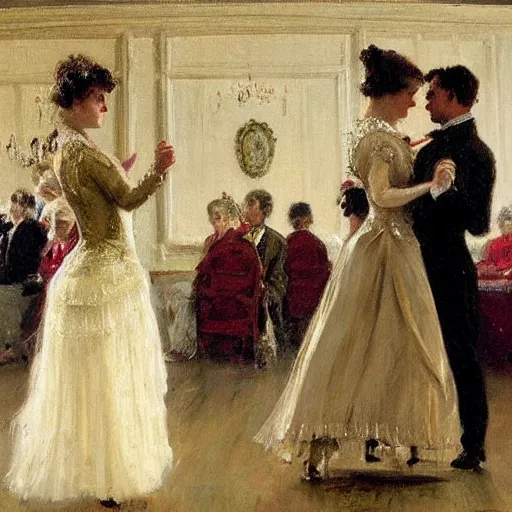 Image similar to victorian ballroom dance by alfred stevens