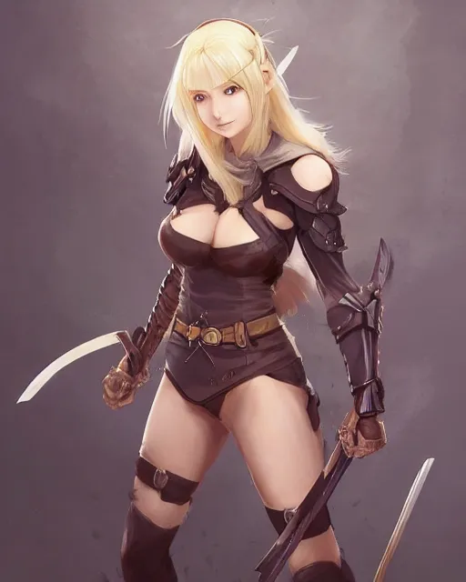 Prompt: An anime portrait of Enji Night as a blonde huntress from Skyrim, by Stanley Artgerm Lau, WLOP, Rossdraws, James Jean, Andrei Riabovitchev, Marc Simonetti, and Sakimichan, tranding on artstation, ultra realistic