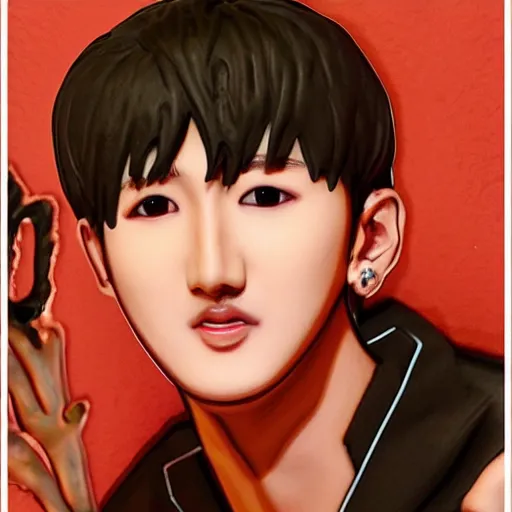 Image similar to “K-pop idol Changbin as a chocolate statue by Michelangelo”