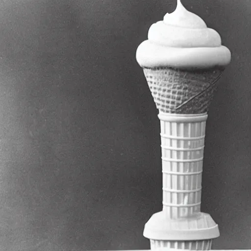 grotesque levitating ice cream cone made of pure Stable Diffusion