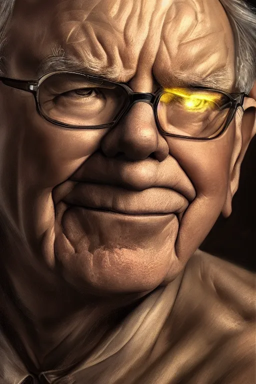 Image similar to portrait of warren buffett posing ultra realistic illustration, a hulking herculean gigachad, bulging muscles, intricate, highly detailed, digital painting, artstation, radiant light, caustics, war hero, concept art, smooth, sharp focus, by gaston bussiere, bayard wu, giger, maxim verehin