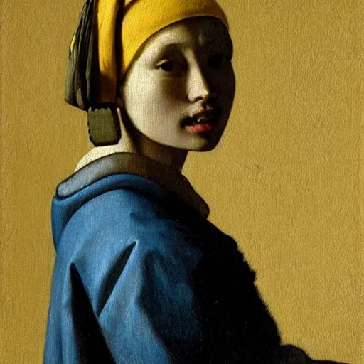 Prompt: a Vermeer portrait painting of rapper YEAT, detailed, realistic