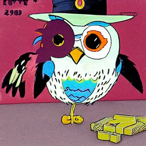 Image similar to cartoon owl dressed as the lone ranger from the children's 1980s cartoon show