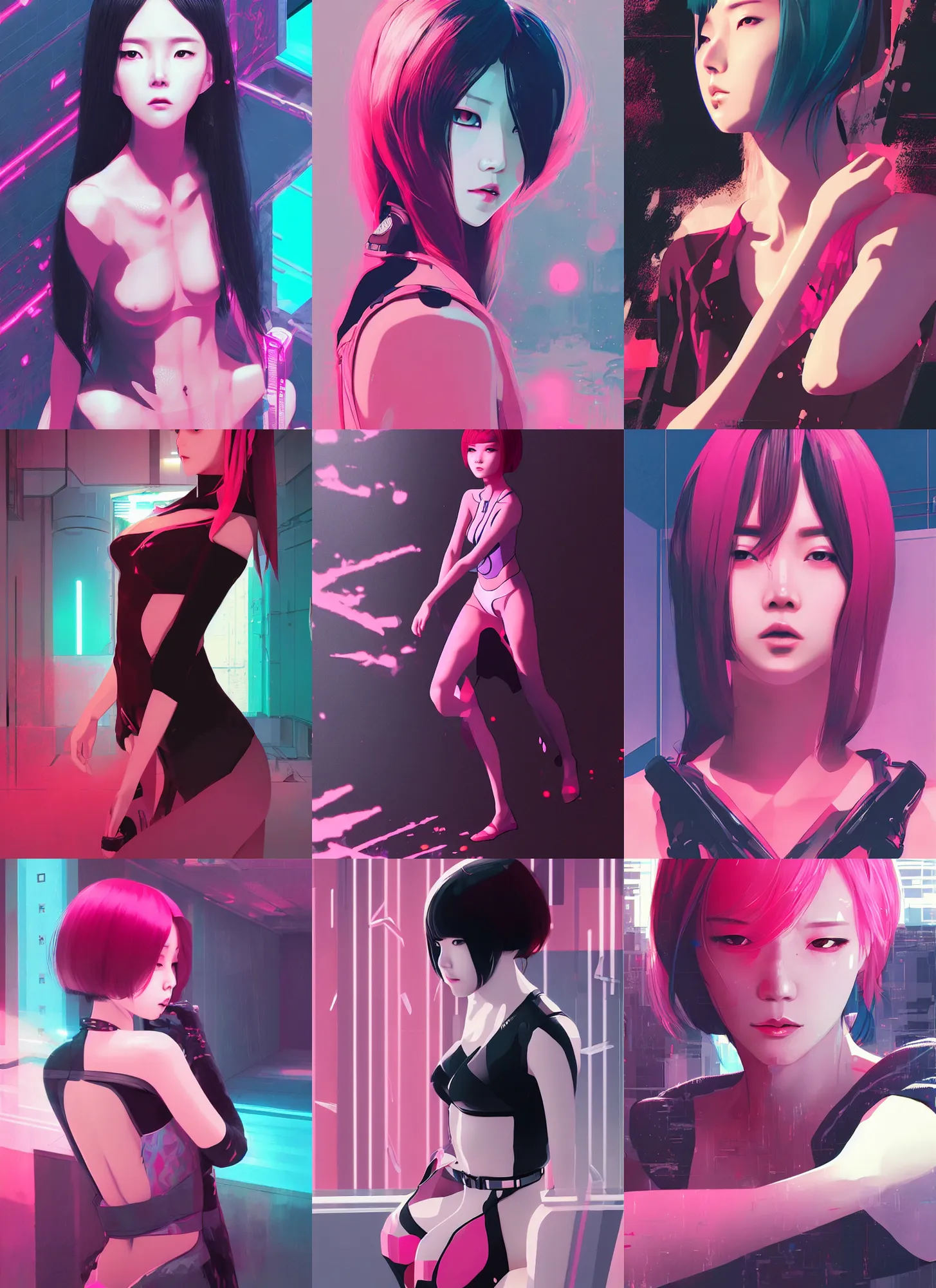 Prompt: lee jin - eun emerging from pink water in cyberpunk theme by ilya kuvshinov, rule of thirds, seductive look, beautiful