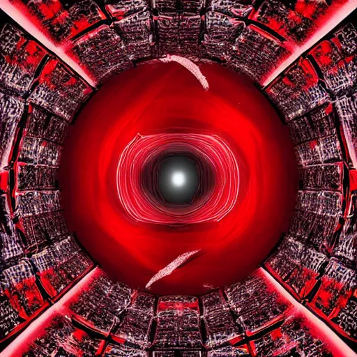 Prompt: loneliness and fear in a red future sphere limbo abstract dark highly detailed in cubes