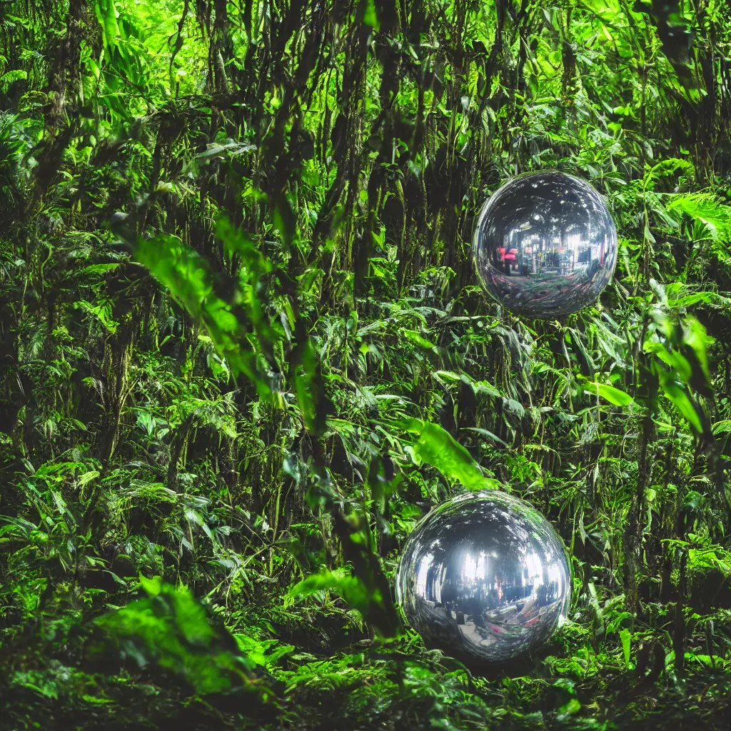 Image similar to chrome blob in rainforest, canon eos r 3, f / 1. 4, iso 2 0 0, 1 / 1 6 0 s, 8 k, raw, unedited, symmetrical balance, in - frame