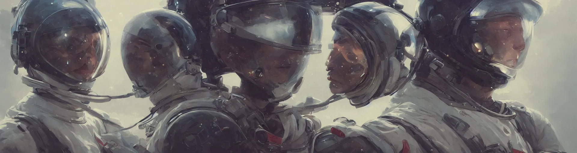 Prompt: astronaut helmet, detailed portrait, intricate complexity, by greg rutkowski, cushart krentz, artgerm, ross tran, conrad roset, takato yomamoto, ilya kuvshinov. 4 k, beautiful, cinematic dramatic atmosphere, portrait lighting