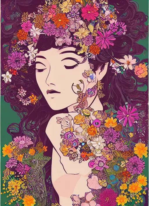 Prompt: !!! very coherent!!! vector art, beautiful floralpunk thai cyborg portrait girl female illustration detailed patterns art of thai traditional dress, flower pop art, floral splash painting, art by ashley wood, alphonse mucha, makoto shinkai, geof darrow, dark shadow