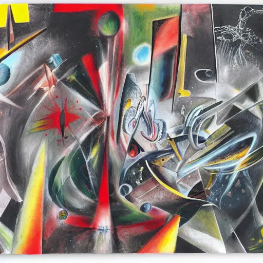 Prompt: Liminal space in outer space by Roberto Matta