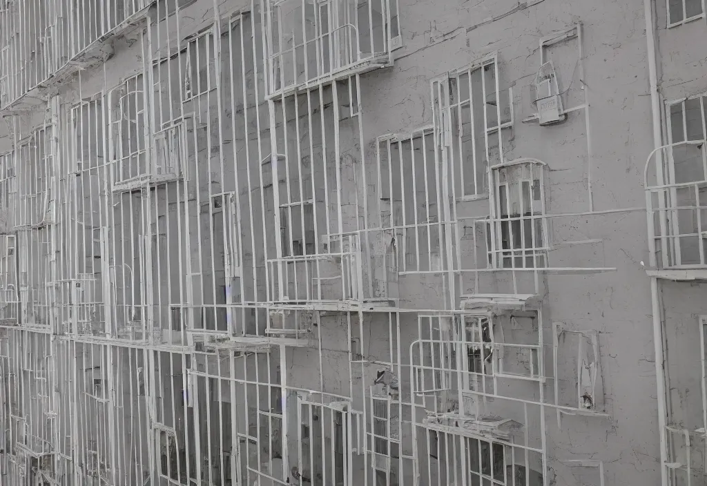 Prompt: the facade of a high security penitentiary in the style of a plastic barbie dollhouse