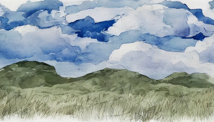 Image similar to landscape by alariko, ilustration flat, chaotic clouds