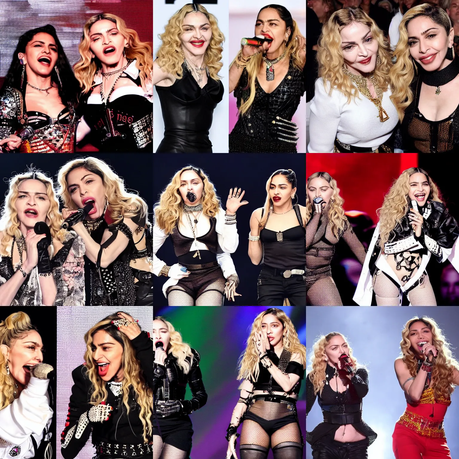 Prompt: Madonna and Anitta singing together