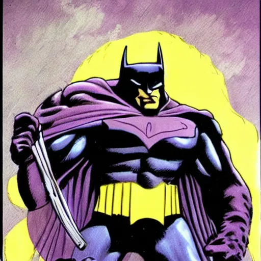 Image similar to the maxx in a batman suit in the style of simon bisley