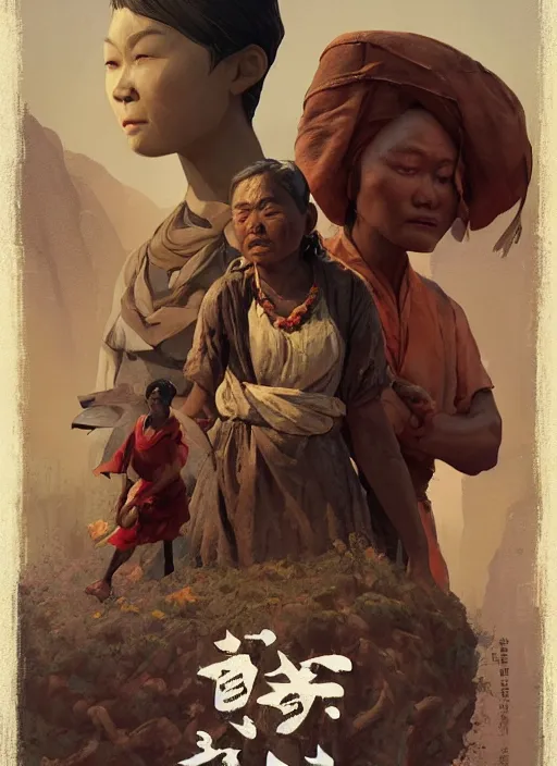 Image similar to poster for an animation film called the last asian slave woman, 8 k, hd, art by craig mullins