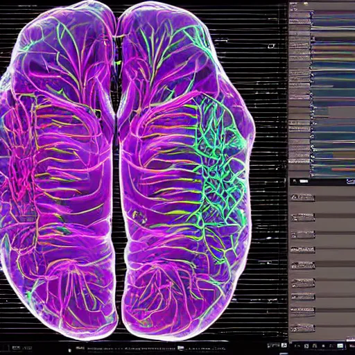 Prompt: a mri scan of a sound synthesizer inside a human brain