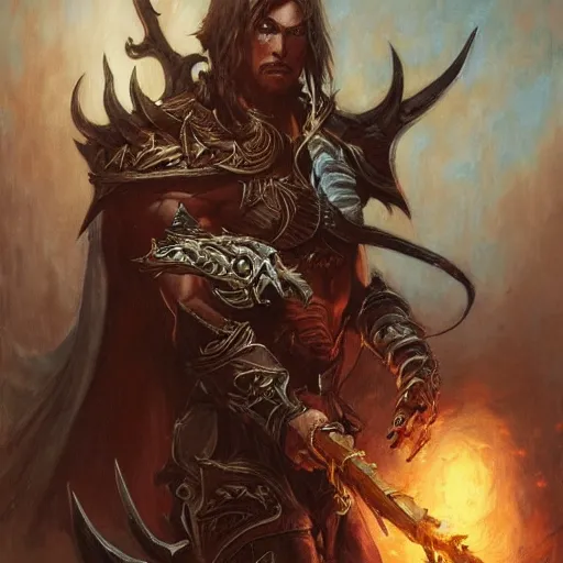 Image similar to diablo iii demonhunter, character art, detailed, by gaston bussiere, j. c. leyendecker, craig mullins