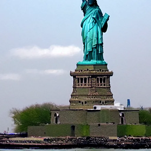 Image similar to a demolished and ruined statue of liberty