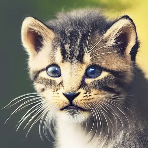 Prompt: cute kitten with a full lion's mane, photography