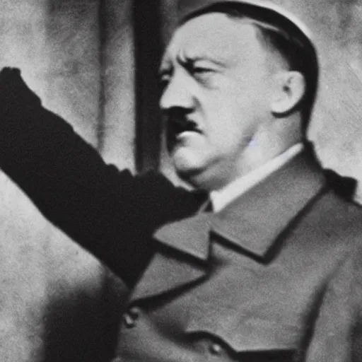 Image similar to hitler pointing a gun to his head while crying, close - up shot