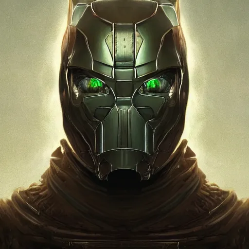 Image similar to doctor doom from marvel, au naturel, hyper detailed, digital art, trending in artstation, cinematic lighting, studio quality, smooth render, unreal engine 5 rendered, octane rendered, art style by klimt and nixeu and ian sprigger and wlop and krenz cushart