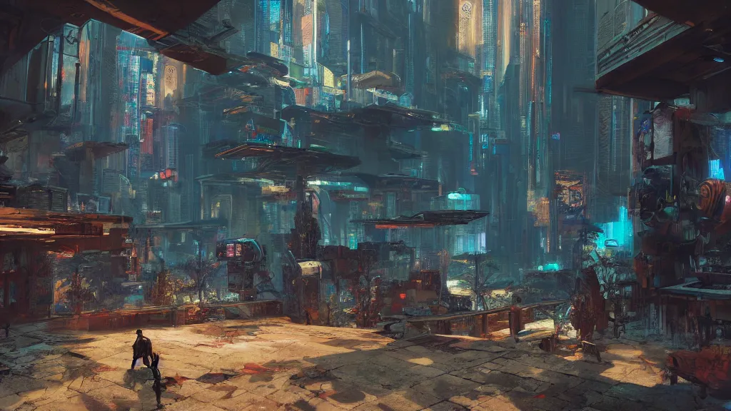 Image similar to a digital art illustration of cyberpunk mayans by craig mullins rendered in unreal engine with 4k resolution trending in artstation