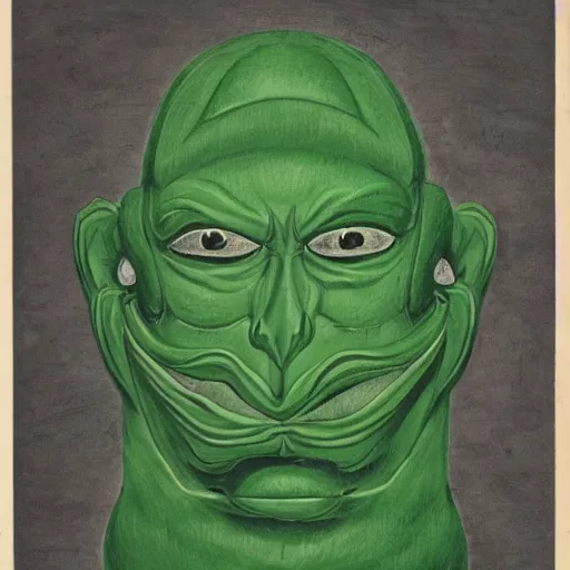 Prompt: huge green, somewhat humanoid figure with monstrous faces and noses and mouths growing all over it