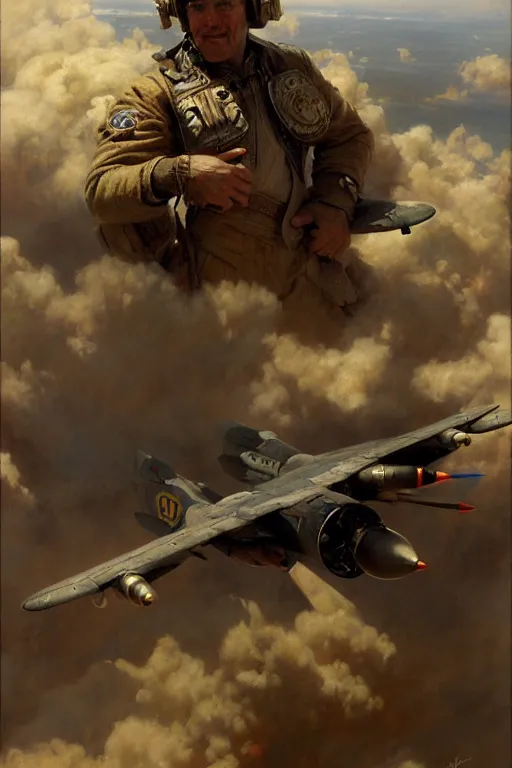 Image similar to bomber pilot, highly detailed painting by gaston bussiere, craig mullins, j. c. leyendecker 8 k