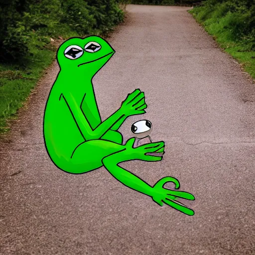 Image similar to pepe the frog finding hapiness