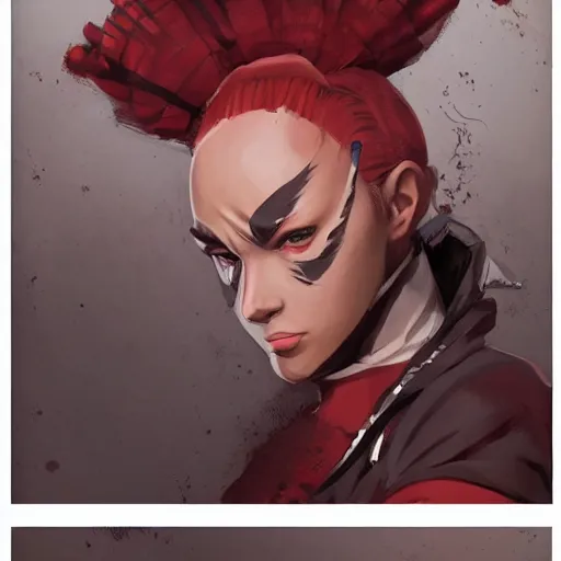 Image similar to portrait of a noi from dorohedoro in team fortress 2 style, tragic, elegant, fantasy, hd shot, digital portrait, beautiful, artstation, comic style, by artgerm, guy denning, jakub rozalski, magali villeneuve and charlie bowater