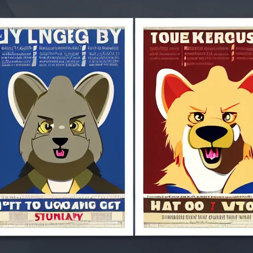 Prompt: Furry propaganda, propaganda posters, 4k