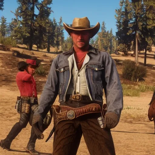 Prompt: Billy Herrington in Red Dead Redemption 2