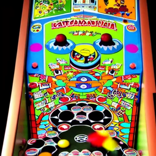 Prompt: katamari!!!!!! damacy pinball machine