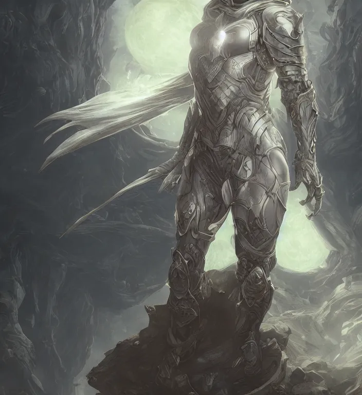 Image similar to female moon knight, hyper detailed, dynamic background, digital art, trending in artstation, cinematic lighting, studio quality, smooth render, unreal engine 5 rendered, octane rendered, art style by klimt and nixeu and ian sprigger and wlop and krenz cushart