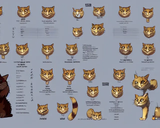 Image similar to king cat character reference sheet, trending on artstation, indie games, digital art