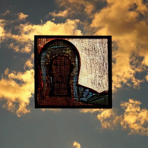 Image similar to shape of virgin mary face in sunset clouds