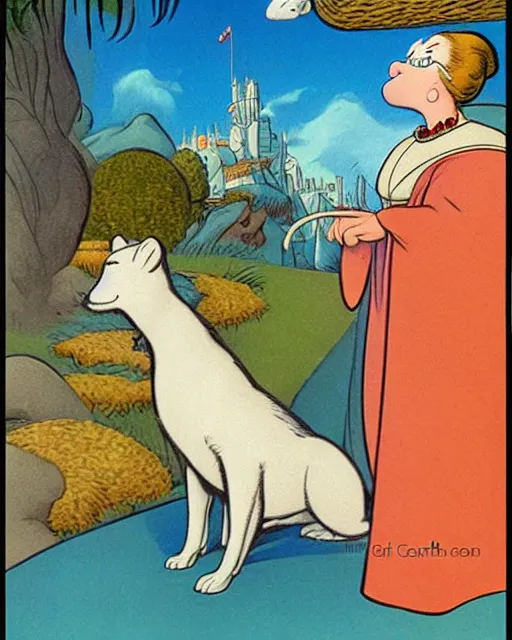 Prompt: Lady with an Ermine by Leonardo comic art by Carl Barks